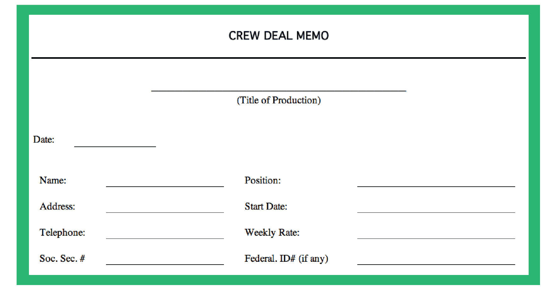 Crew Deal Memo