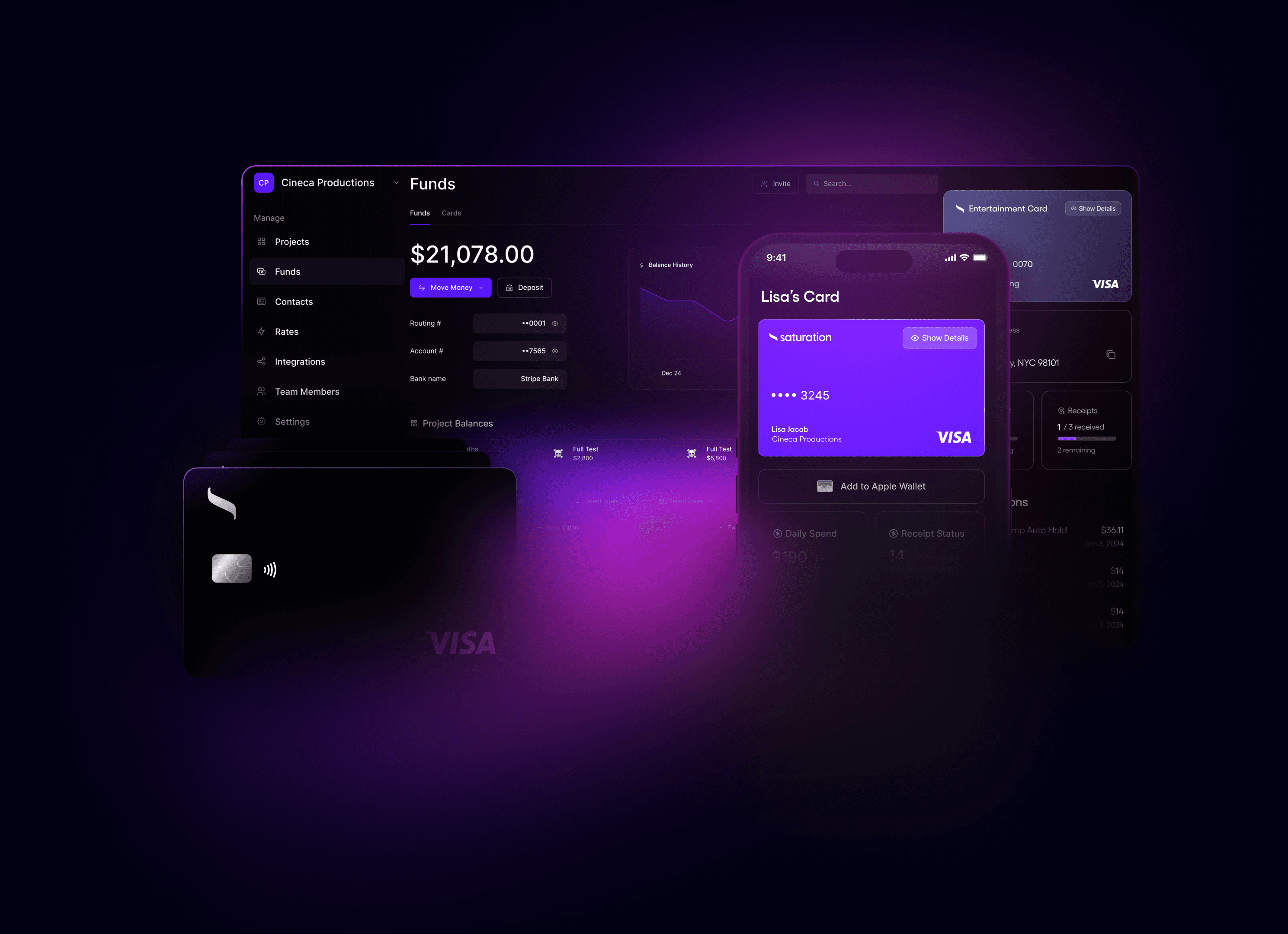 Saturation expense management dashboard